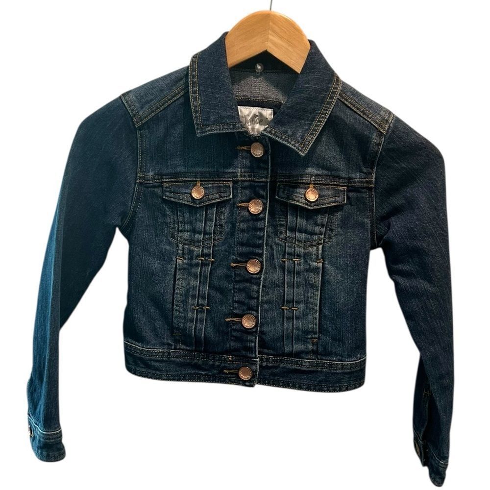 Justice Girls Denim Jean Jacket Size 6/7 Dark Wash Stretch